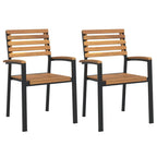 Sillas de jardín apilables 2 uds madera maciza acacia y metal