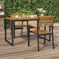 2 Pcs Stackable Garden Chairs Solid Acacia Wood and Metal