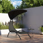 Tumbona con toldo acero y tela color crema 167x80x195 cm