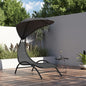 Tumbona con toldo acero y tela color crema 167x80x195 cm