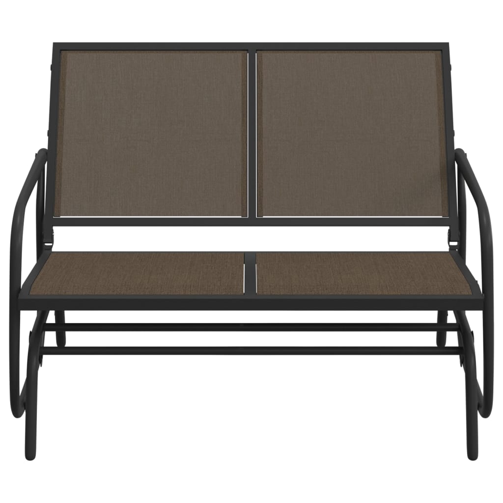 Banco mecedora jardín acero y textilene marrón 120,5x76x86,5 cm