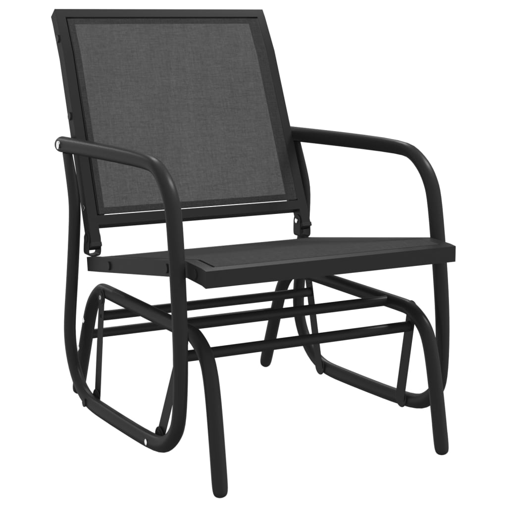 Silla mecedora jardín 2 uds acero y textilene negro 61x76x87 cm