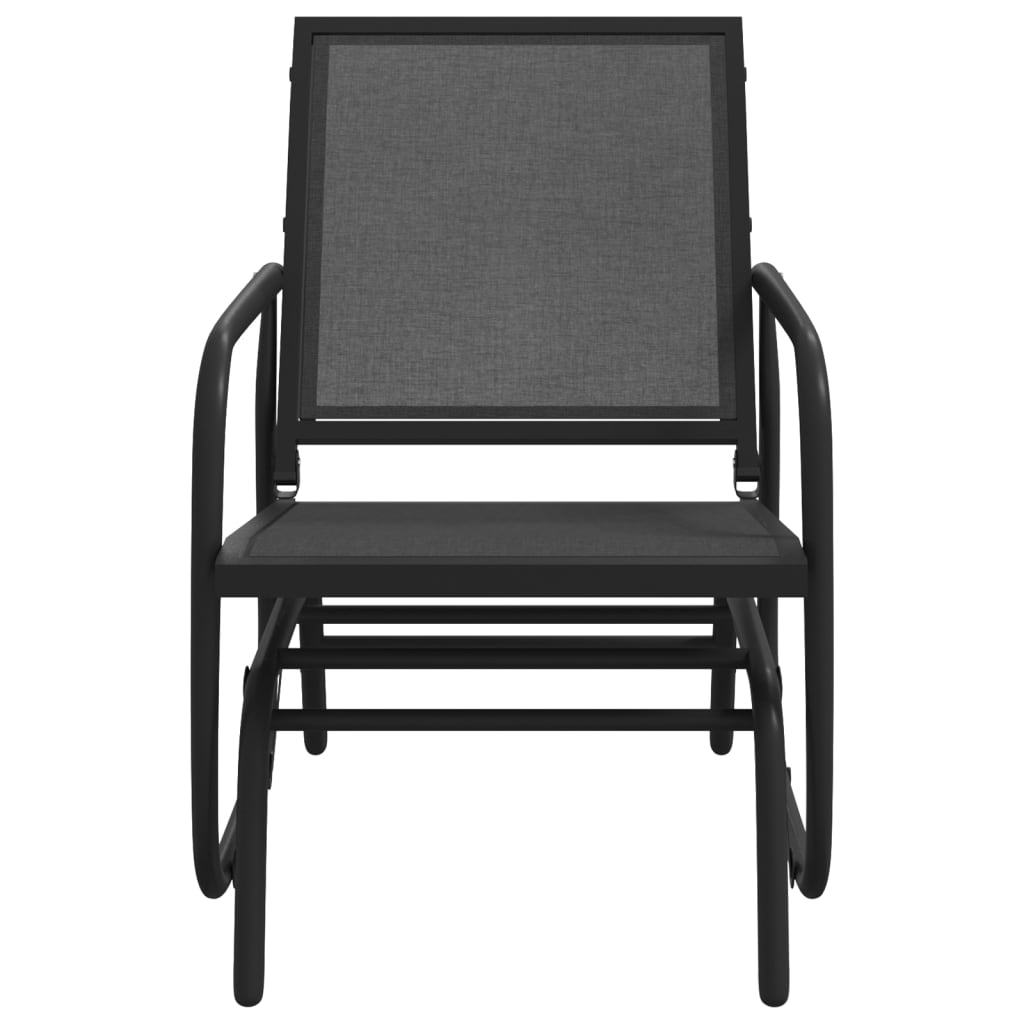 Silla mecedora jardín 2 uds acero y textilene negro 61x76x87 cm