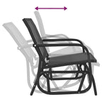 Silla mecedora jardín 2 uds acero y textilene negro 61x76x87 cm