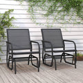 Silla mecedora jardín 2 uds acero y textilene negro 61x76x87 cm