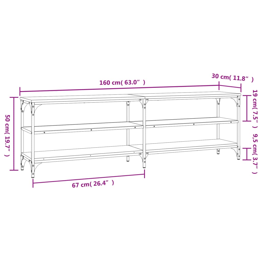 Mueble de TV madera contrachapada gris Sonoma 160x30x50 cm