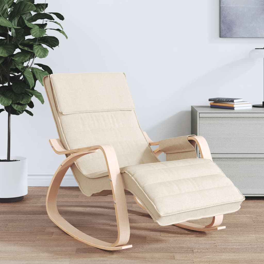 Silla mecedora de tela amarillo oscuro