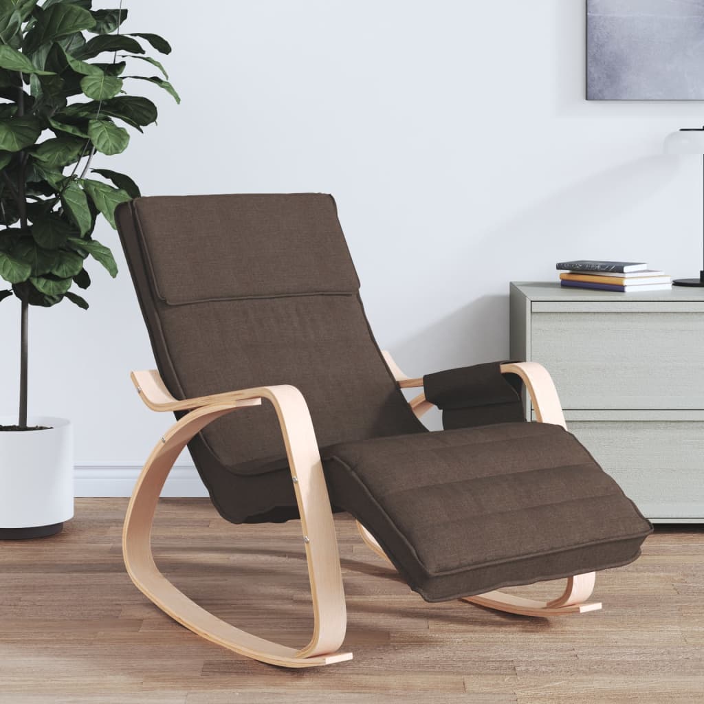Silla mecedora de tela amarillo oscuro