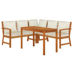Juego comedor de jardín 4 pzas con cojines madera maciza acacia