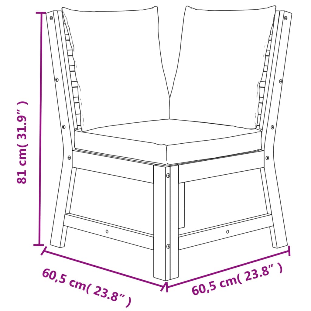 Juego comedor de jardín 4 pzas con cojines madera maciza acacia