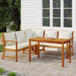 Juego comedor de jardín 4 pzas con cojines madera maciza acacia