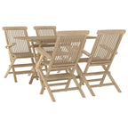 Juego de comedor de jardín 5 piezas madera maciza de teca