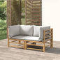 2-Piece Outdoor Corner Sofa with Cream White Cushions Bamboo