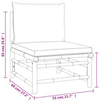 Set de muebles de jardín 3 piezas bambú y cojines gris claro