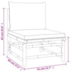 Set de muebles de jardín 3 piezas bambú y cojines gris taupe