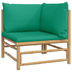 Set de muebles de jardín 3 piezas bambú con cojines verde