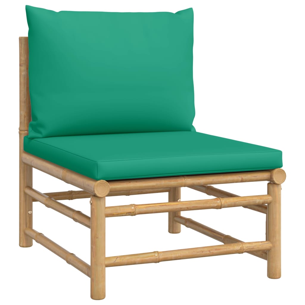 Set de muebles de jardín 10 piezas bambú con cojines verde
