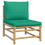 Set de muebles de jardín 10 piezas bambú con cojines verde