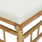 Sofás de esquina de jardín 2 uds bambú con cojines blanco crema