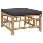 Set de muebles de jardín 4 piezas bambú con cojines gris oscuro