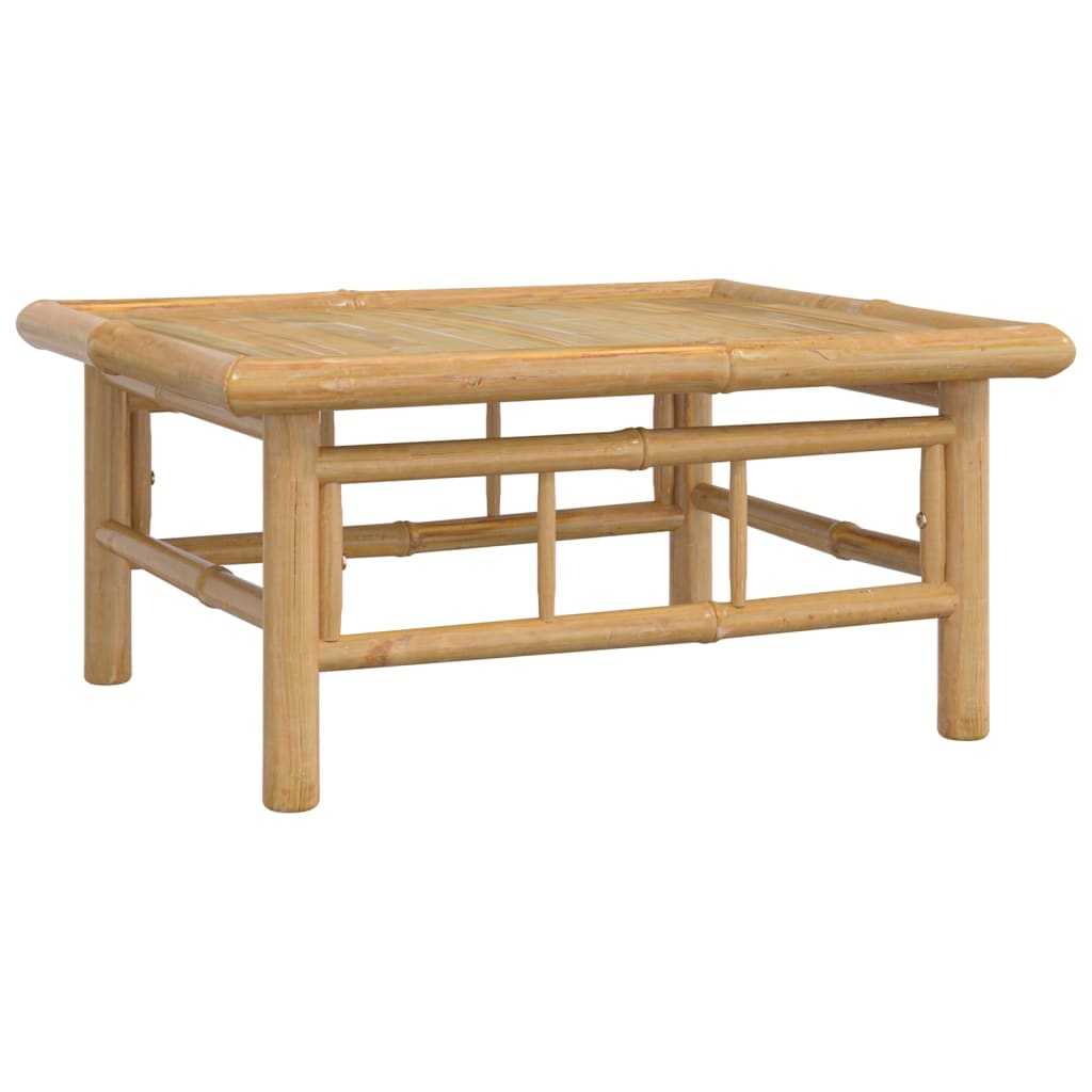 Set de muebles de jardín 4 piezas bambú con cojines gris oscuro