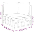 Set de muebles de jardín 4 piezas bambú con cojines gris oscuro