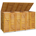 Cobertizo triple para cubo de basura madera acacia 210x89x117cm