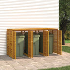 Cobertizo triple para cubo de basura madera acacia 210x89x117cm