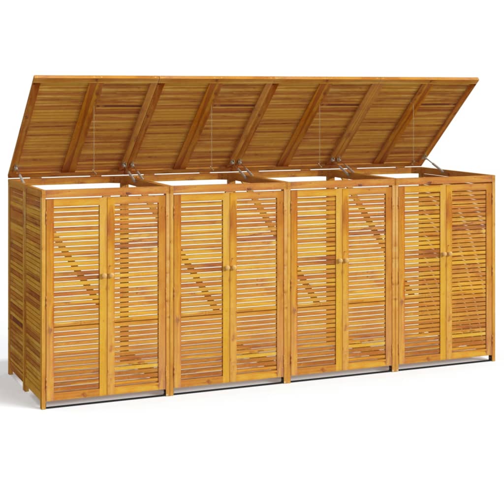 Cobertizo para 4 cubos de basura madera acacia 280x89x117cm