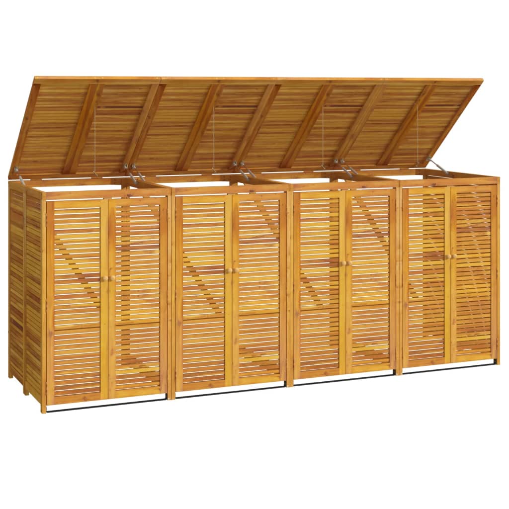 Cobertizo para 4 cubos de basura madera acacia 280x89x117cm