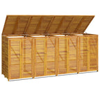 Cobertizo para 4 cubos de basura madera acacia 280x89x117cm