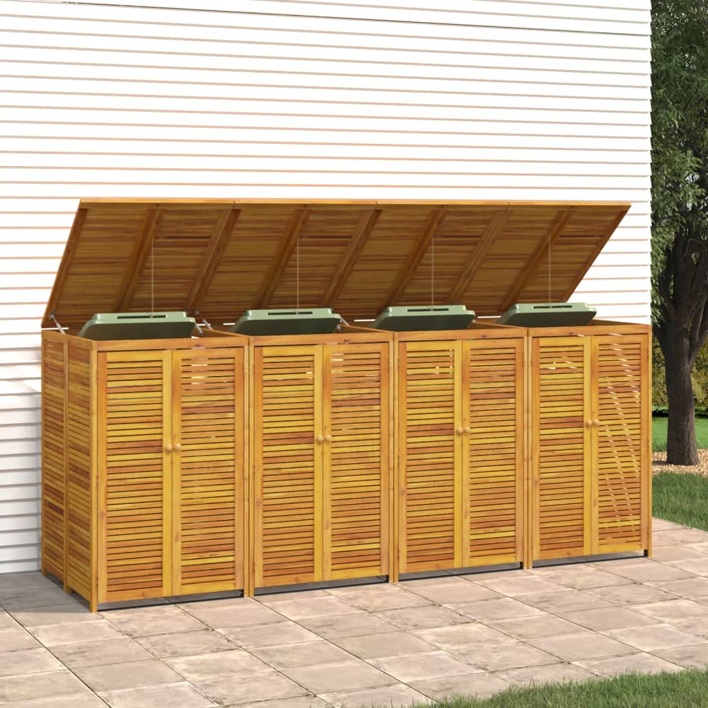 Cobertizo para 4 cubos de basura madera acacia 280x89x117cm
