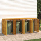 Cobertizo para 4 cubos de basura madera acacia 280x89x117cm