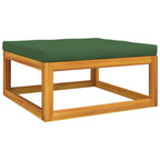 Juego muebles de jardín 12 pzas madera maciza y cojines verdes