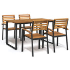 Juego de comedor de jardín 5 pzas madera maciza acacia y metal