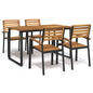 Juego de comedor de jardín 5 pzas madera maciza acacia y metal