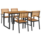 Juego de comedor de jardín 5 pzas madera maciza acacia y metal