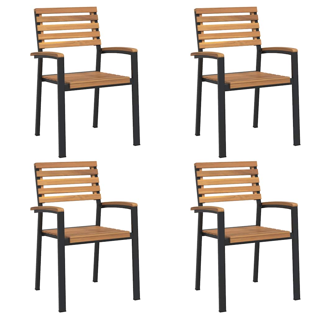 Juego de comedor de jardín 5 pzas madera maciza acacia y metal