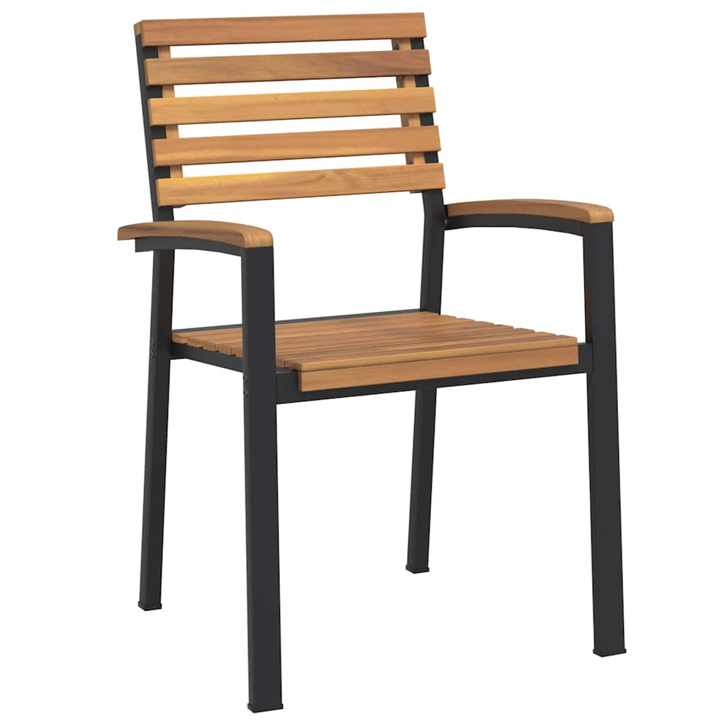 Juego de comedor de jardín 5 pzas madera maciza acacia y metal
