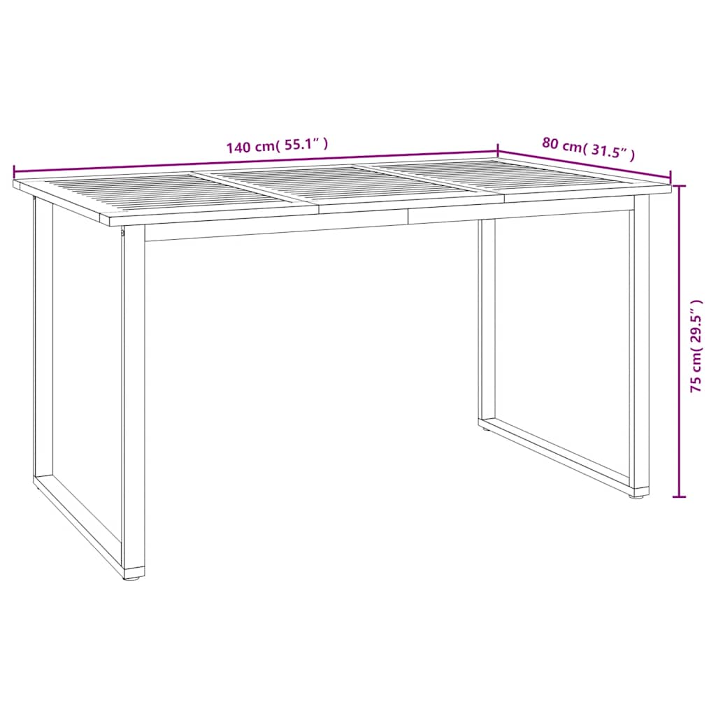 Juego de comedor de jardín 5 pzas madera maciza acacia y metal