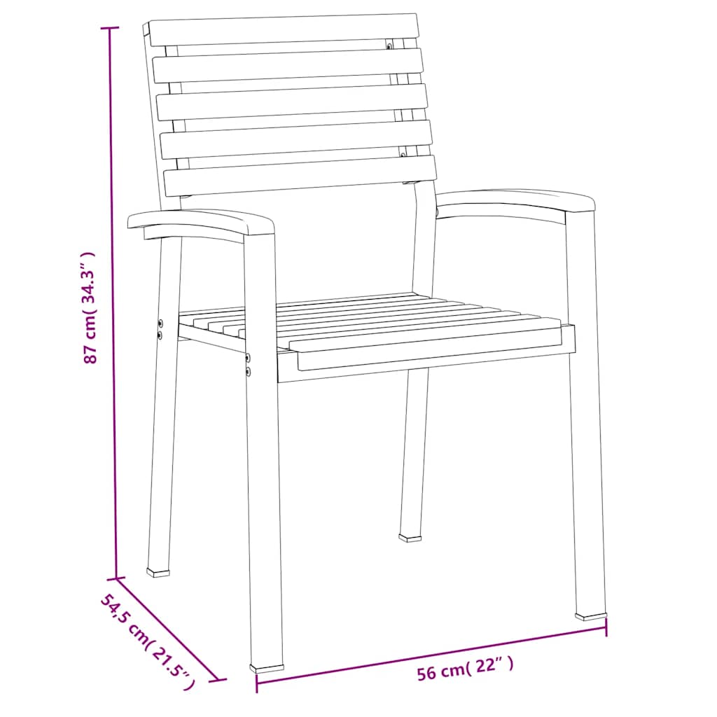 Juego de comedor de jardín 5 pzas madera maciza acacia y metal