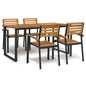 Juego de comedor de jardín 5 pzas madera maciza acacia y metal