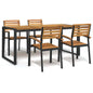 Juego de comedor de jardín 5 pzas madera maciza acacia y metal
