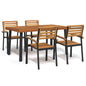 Juego de comedor de jardín 5 pzas madera maciza acacia y metal
