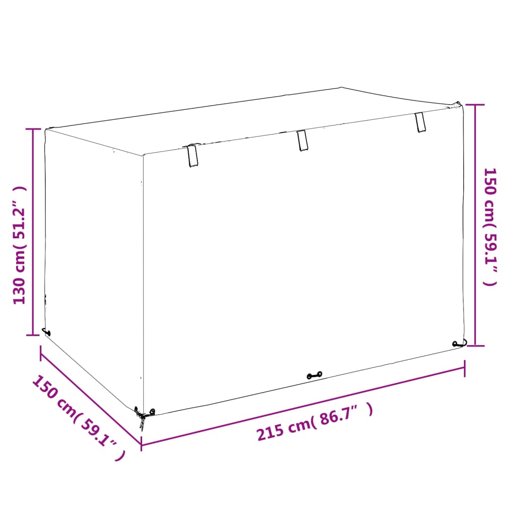 Fundas de banco balancín 2 uds 12 ojales PE 215x150x130/150 cm