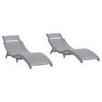 Tumbonas 2 unidades madera maciza acacia gris 184x55x64 cm