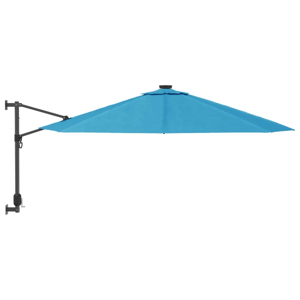 Sombrilla de pared con LED verde azul mar 290 cm