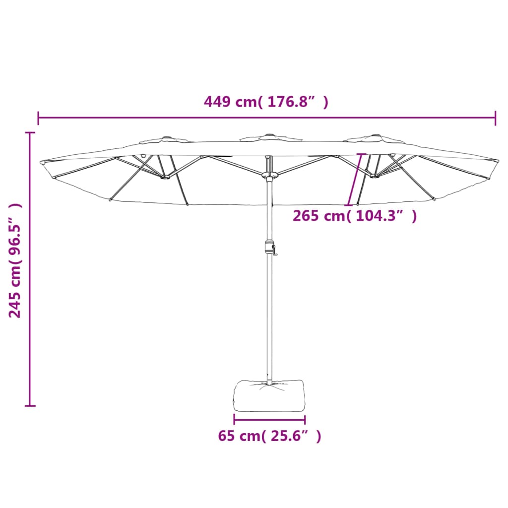 Sombrilla doble blanco arena 449x265 cm