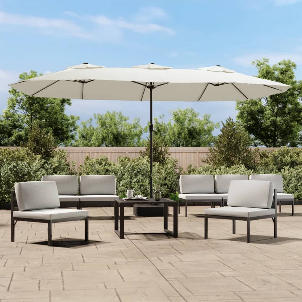 Sombrilla doble blanco arena 449x265 cm