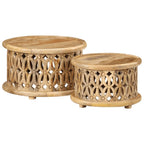 Juego de mesas de centro 2 piezas madera maciza de mango